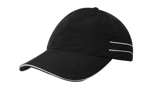 Headwear-Headwear Microfibre Sports Cap with Piping and Sandwich Cap-Black/White / Free Size-Uniform Wholesalers - 2