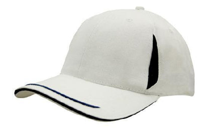 Headwear-Headwear  Brushed Heavy Cotton with Crown Inserts, Peak Trim & Sandwich Cap-White/Navy / Free Size-Uniform Wholesalers - 11