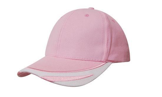 Headwear-Headwear Brushed Heavy Cotton with Peak Trim Embroidered-Pink/White / Free Size-Uniform Wholesalers - 10